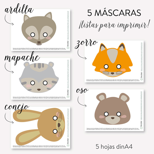 Descargable Máscaras Animales Bosque - El Blog de This Is Kool